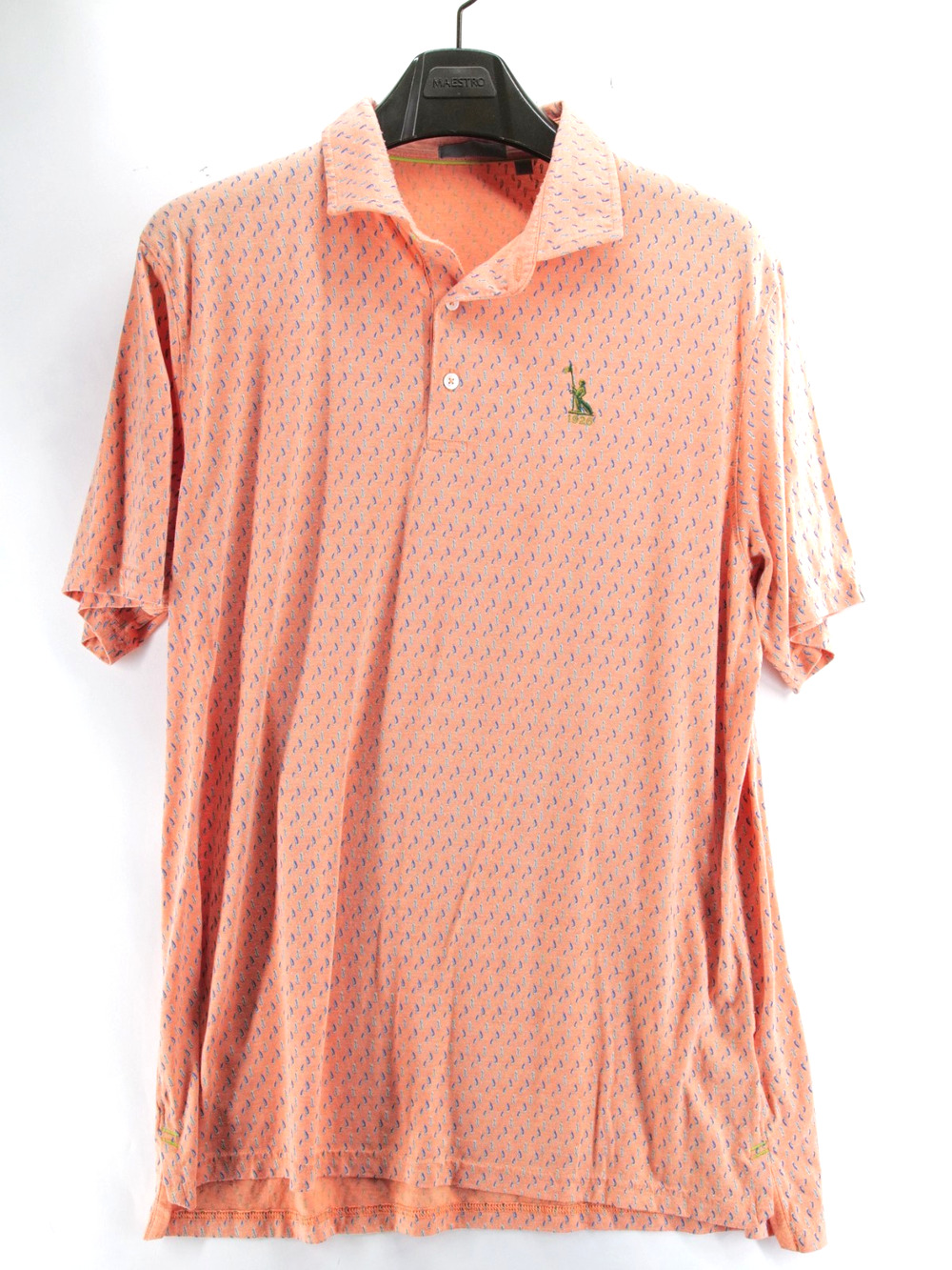 Tasc Performance Polo Shirt Mens XL All Over Print Short Sleeve Orange Golf